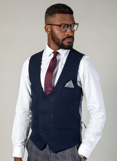 Kelvin Waistcoat - Navy - Double Breasted - GLS Clothing