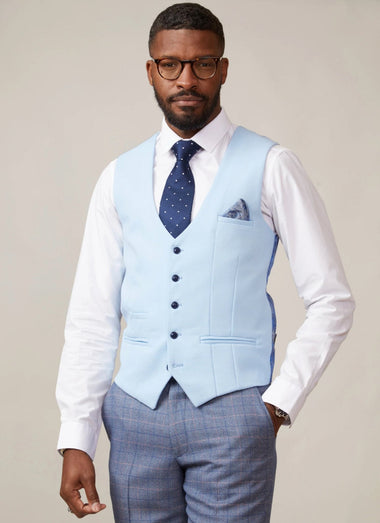 Kelvin Waistcoat - Sky - Single Breasted - GLS Clothing