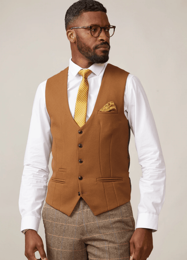 Kelvin Waistcoat - Tan - Single Breasted - GLS Clothing