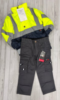 Kids Hi - Vis Jacket (Yellow) & Work Trouser (Grey) - Bundle - GLS Clothing