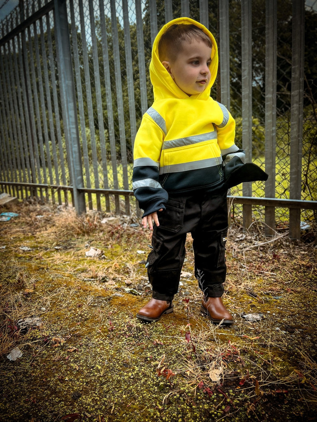 Kids Workwear bundle - Hi viz orange hoody + Black Trouser - GLS Clothing
