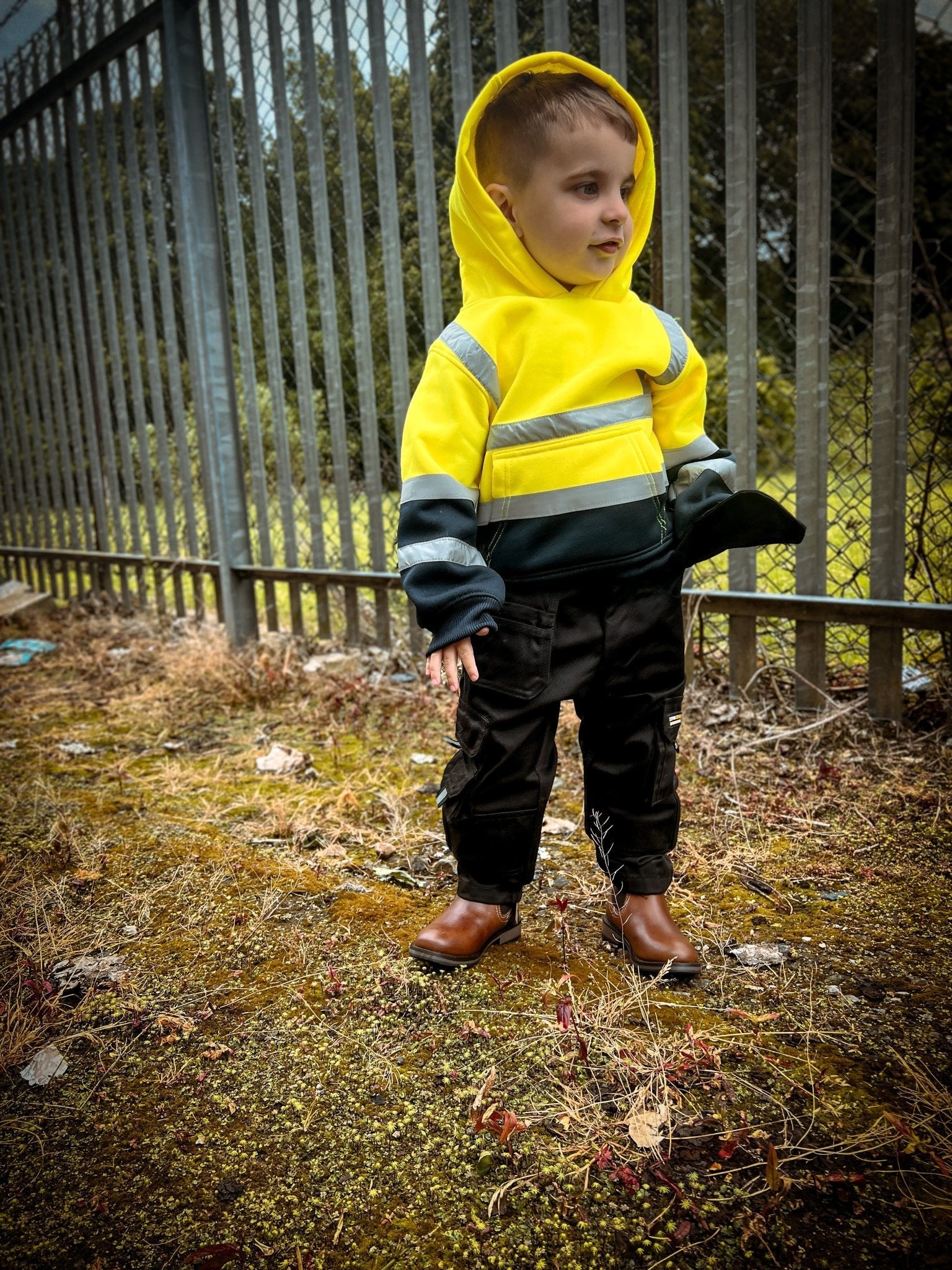 Kids Workwear bundle - Hi viz orange hoody + Black Trouser - GLS Clothing
