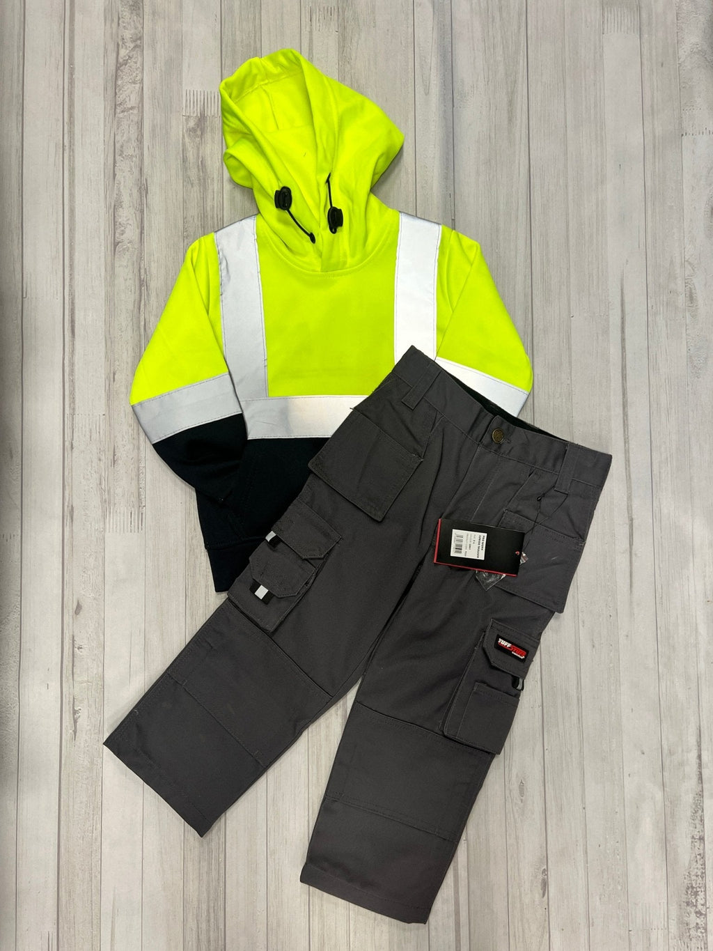 Kids Workwear bundle - Hi viz yellow hoody + Grey Trouser - GLS Clothing