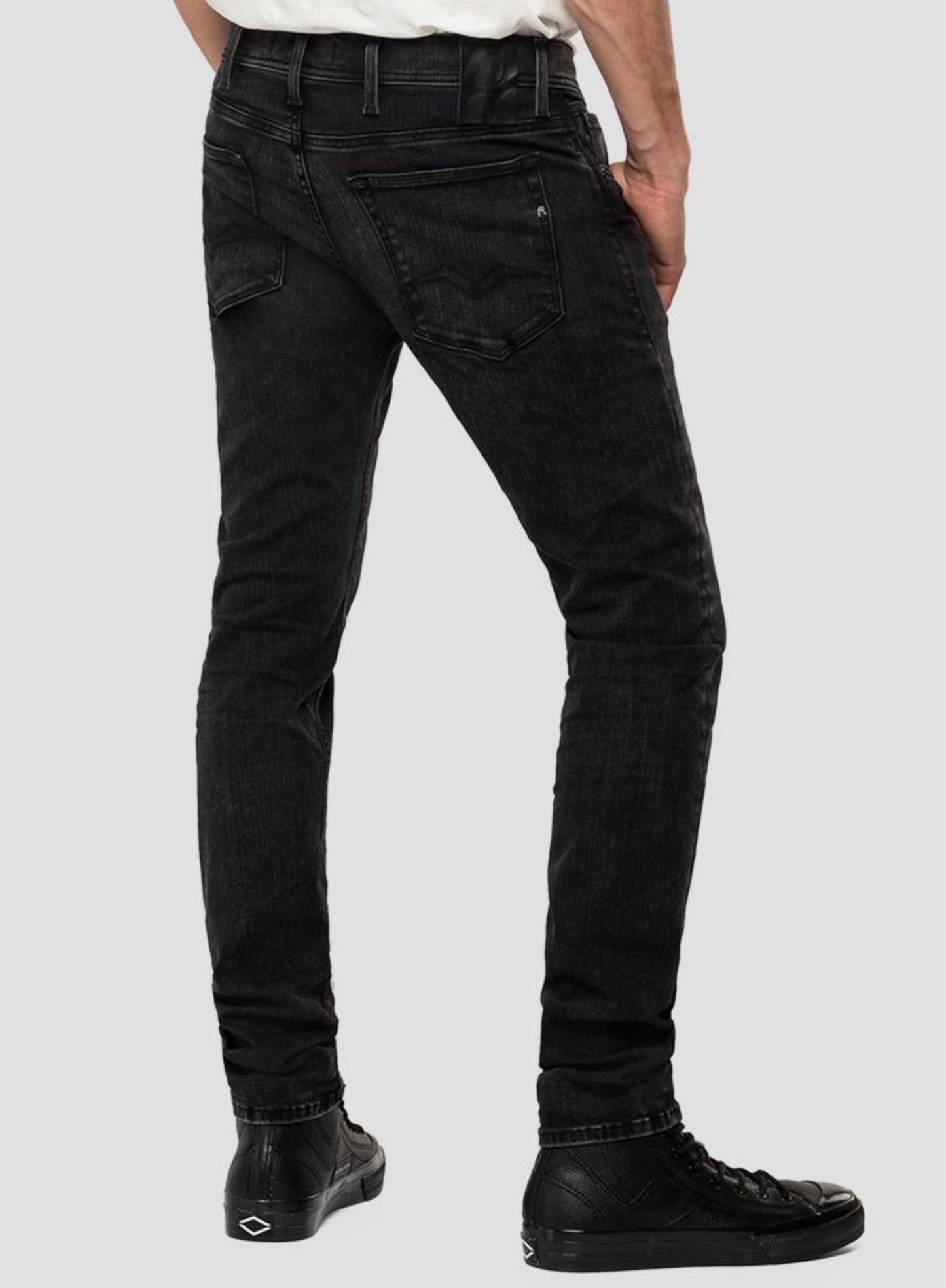 Replay Skinny Fit Hyperflex Re - Used Jondrill Jeans - Black - GLS Clothing