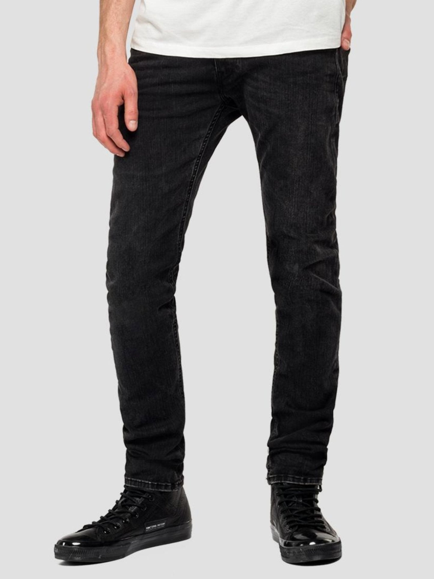 Replay Skinny Fit Hyperflex Re - Used Jondrill Jeans - Black - GLS Clothing